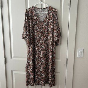 Dwell and Slumber Women's Floral Comfy Caftan Dress with Pockets One Size